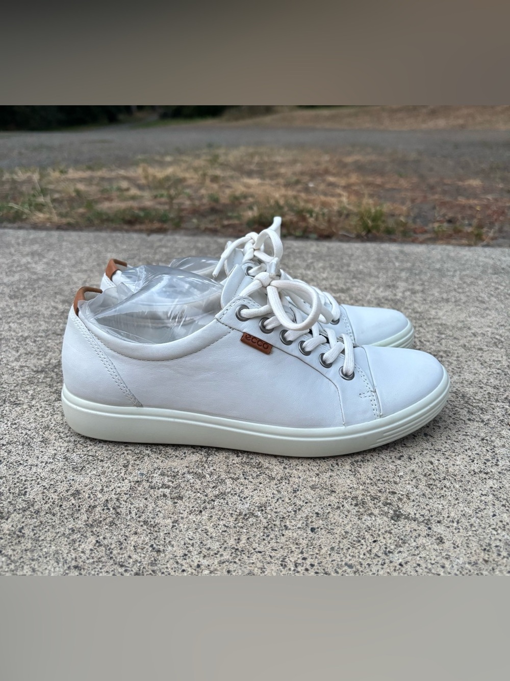 ECCO Soft 7 White Leather Sneakers Women’s 37 US 6 Comfort Shoes